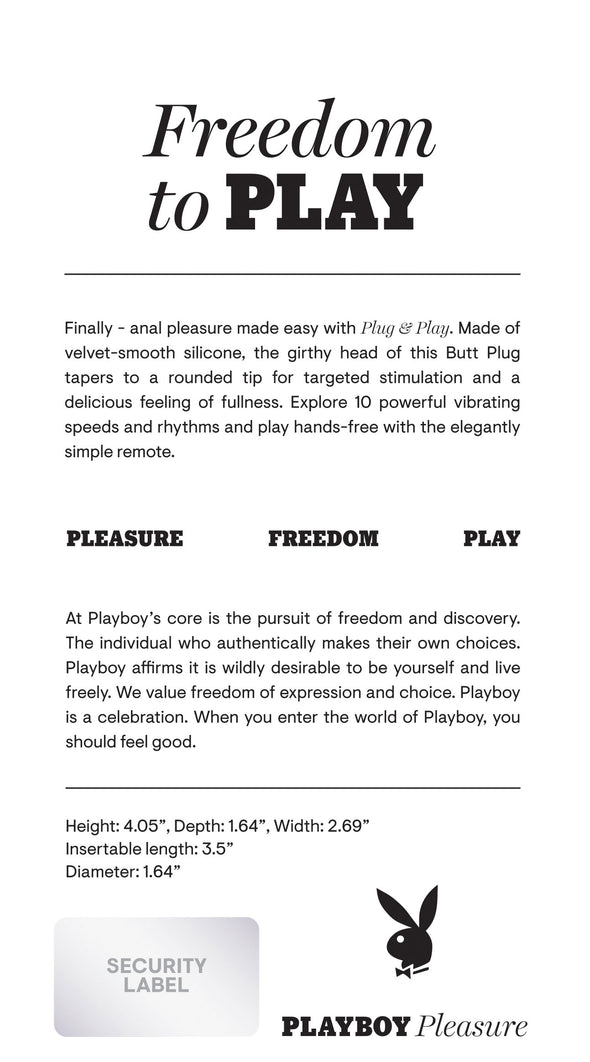 Plug and Play - Butt Plug - Black-Anal Toys & Stimulators-Playboy-Andy's Adult World