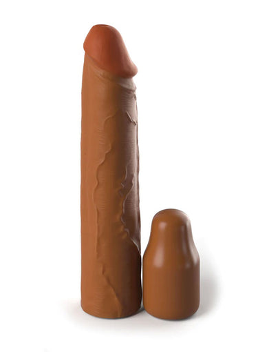 Fantasy X-Tensions Elite 8 Inch Sleeve With 2 Inch Plug - Tan-Penis Extension & Sleeves-Pipedream-Andy's Adult World