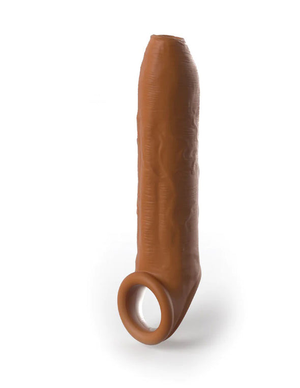 Fantasy X-Tensions Elite Uncut 7 Inch Extension Sleeve With Strap - Tan-Penis Extension & Sleeves-Pipedream-Andy's Adult World