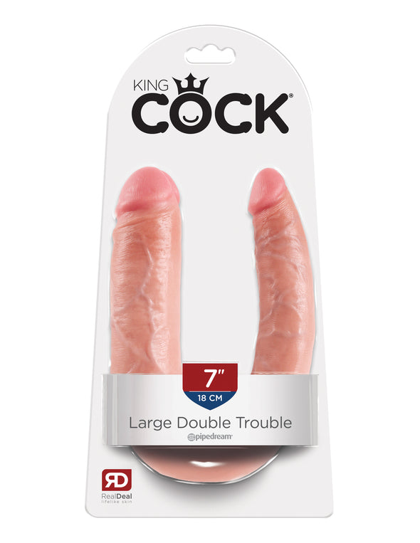 King Cock Double Trouble - Large - Flesh