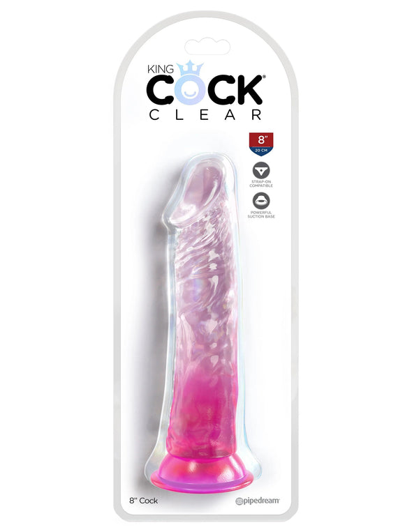 King Cock Clear 8 Inch - Pink-Dildos & Dongs-Pipedream-Andy's Adult World