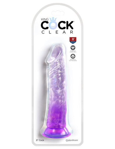 King Cock Clear 8 Inch - Purple-Dildos & Dongs-Pipedream-Andy's Adult World