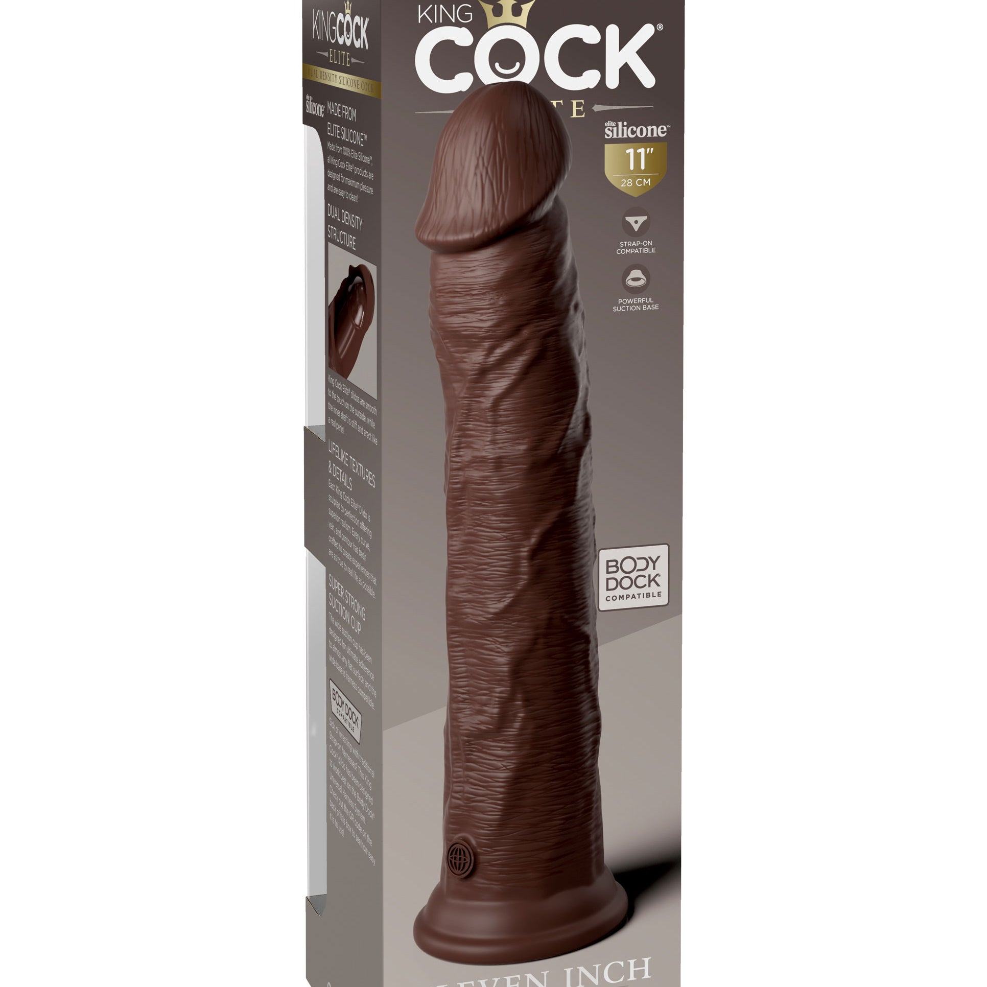 King Cock Elite 11 Inch Silicone Dual Density Cock - Brown-Dildos & Dongs-Pipedream-Andy's Adult World