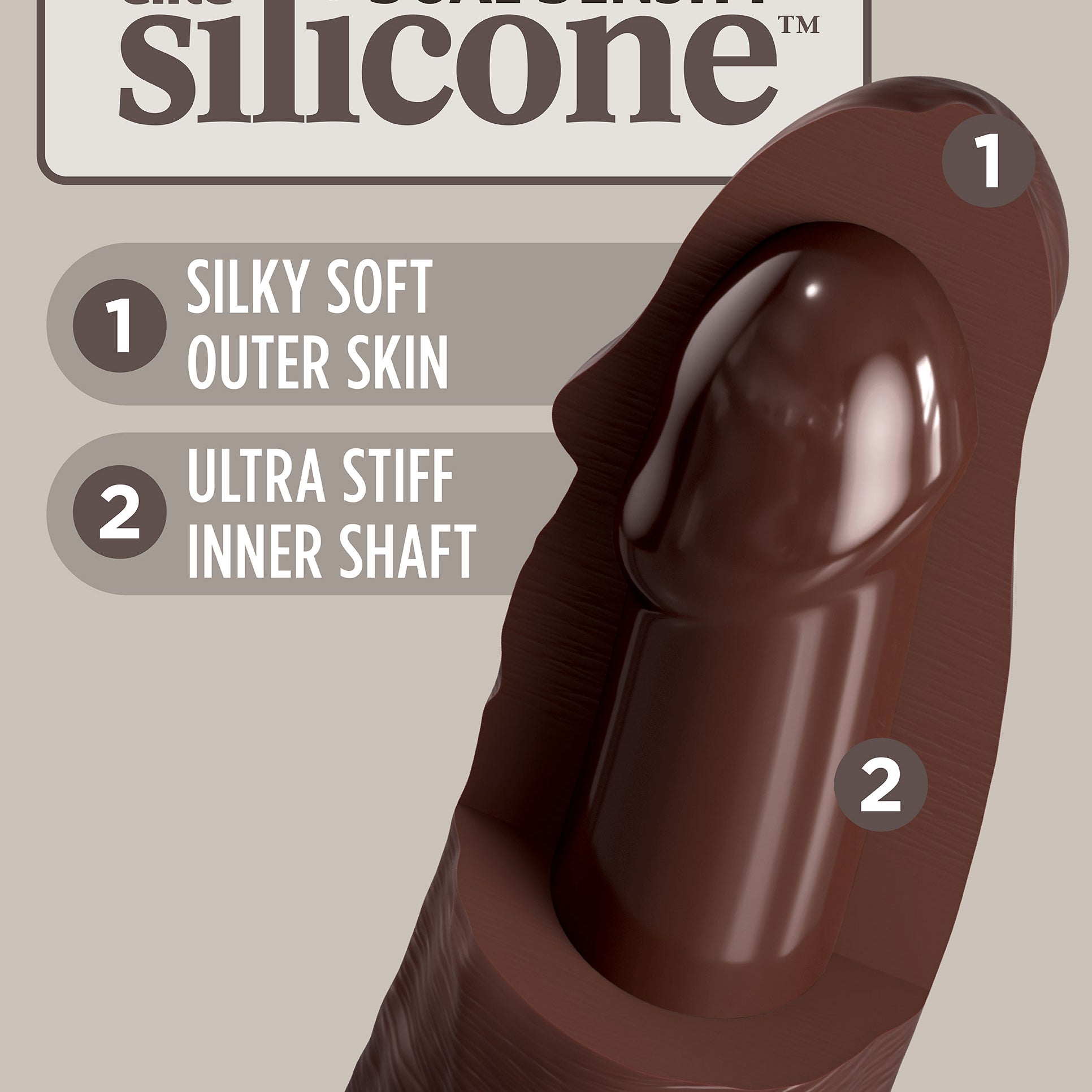 King Cock Elite 11 Inch Silicone Dual Density Cock - Brown-Dildos & Dongs-Pipedream-Andy's Adult World