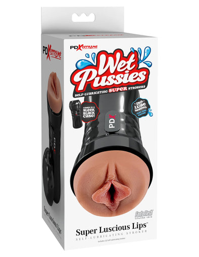 Wet Pussies - Super Luscious Lips Self Lubricating Stroker - Brown-Masturbation Aids for Males-PDX Brands-Andy's Adult World