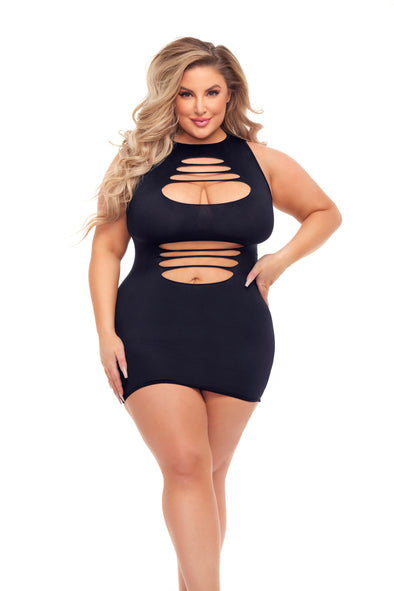 Can't Commit Dress - Queen Size - Black-Lingerie & Sexy Apparel-Pink Lipstick-Andy's Adult World