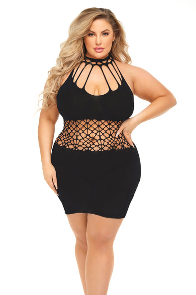 Rich B Phase Dress - Queen Size - Black-Lingerie & Sexy Apparel-Pink Lipstick-Andy's Adult World
