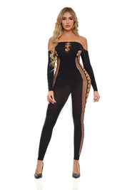 Bodystocking - One Size - Black-Lingerie & Sexy Apparel-Pink Lipstick-Andy's Adult World