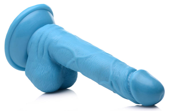 Pop Pecker 6.5 Inch Dildo With Balls - Blue-Dildos & Dongs-XR Brands Pop Peckers-Andy's Adult World
