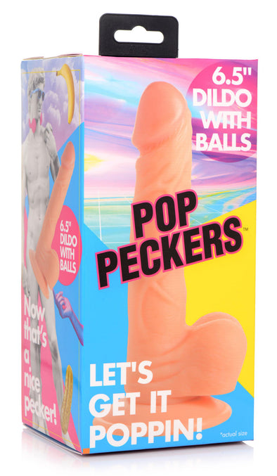 Pop Pecker 6.5 Inch Dildo With Balls - Light-Dildos & Dongs-XR Brands Pop Peckers-Andy's Adult World