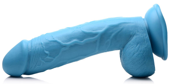 Pop Pecker 8.25 Inch Dildo With Balls - Blue-Dildos & Dongs-XR Brands Pop Peckers-Andy's Adult World