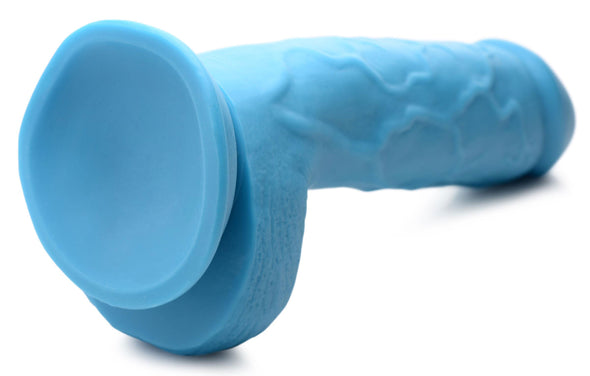 Pop Pecker 8.25 Inch Dildo With Balls - Blue-Dildos & Dongs-XR Brands Pop Peckers-Andy's Adult World