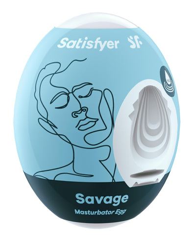 Satisfyer Masturbator Egg - Savage - Blue-Masturbation Aids for Males-Satisfyer-Andy's Adult World