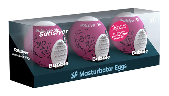 3 Pc Set Masturbator Egg - Bubble - Violet-Masturbation Aids for Males-Satisfyer-Andy's Adult World