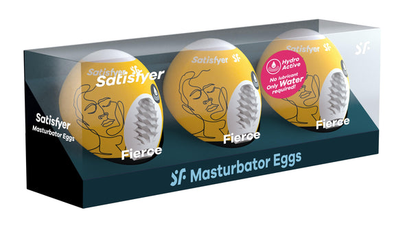 3 Pc Set Masturbator Egg - Fierce - Yellow-Masturbation Aids for Males-Satisfyer-Andy's Adult World