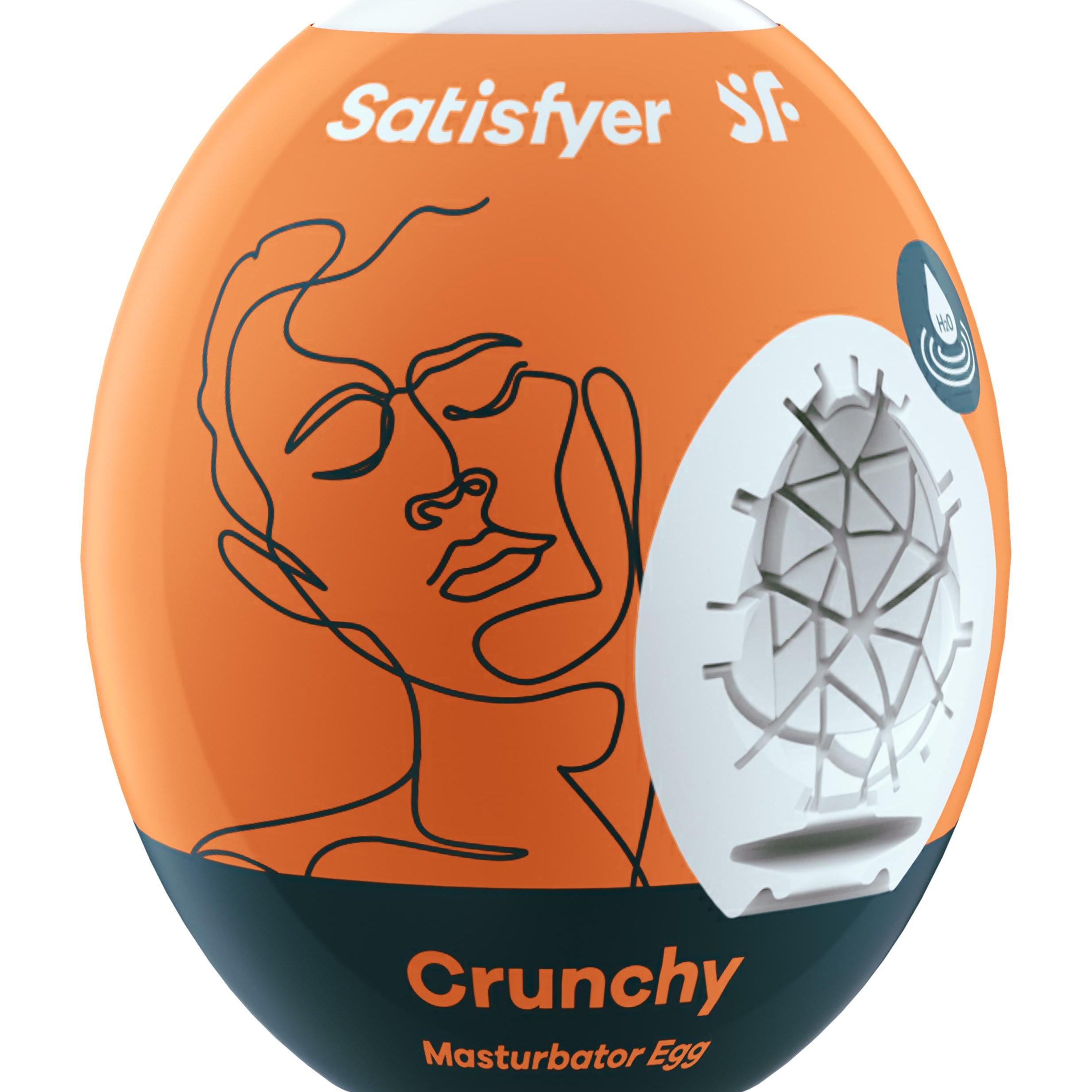 3 Pc Set Masturbator Egg - Crunchy - Orange-Masturbation Aids for Males-Satisfyer-Andy's Adult World
