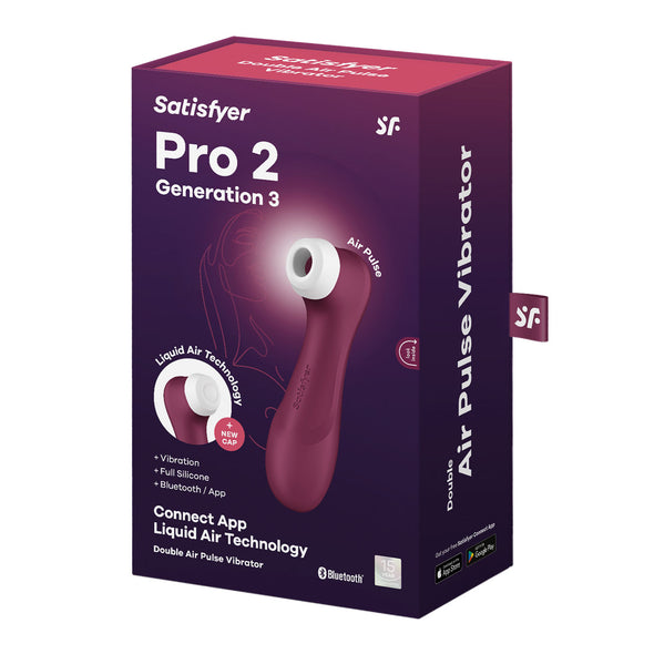 Satisfyer Pro 2 Generation 3 Connect App Liquid Air Technology - Wine Red-Vibrators-Satisfyer-Andy's Adult World