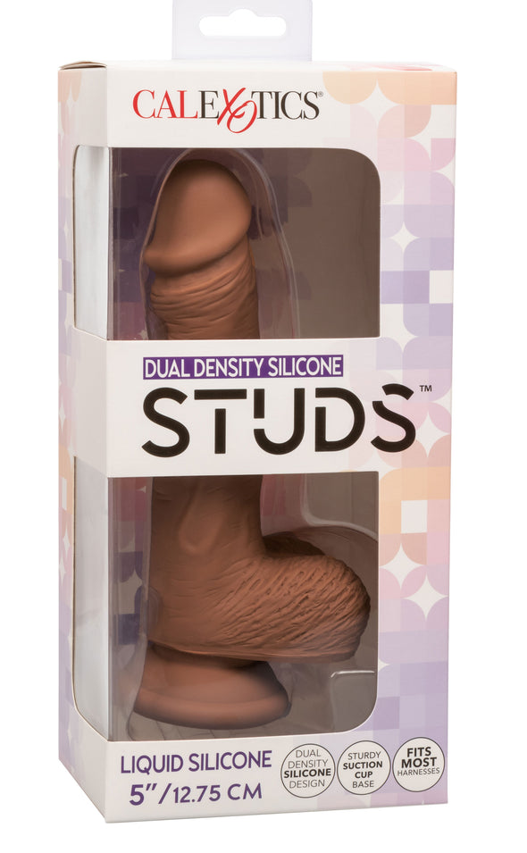 Dual Density Silicone Studs 5 Inch - Brown-Dildos & Dongs-CalExotics-Andy's Adult World
