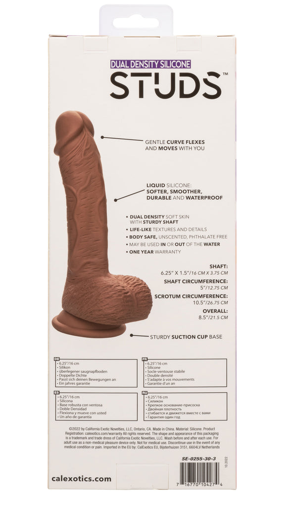 Dual Density Silicone Studs 6.25 Inch - Brown-Dildos & Dongs-CalExotics-Andy's Adult World