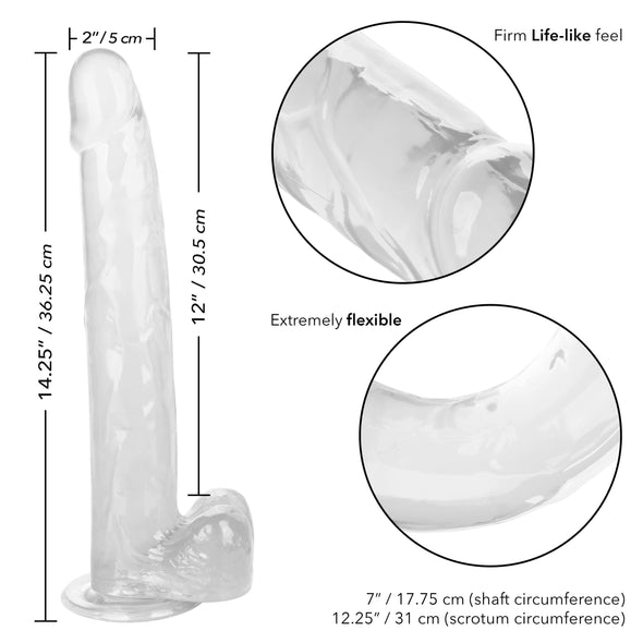 Size Queen 12 inch-30.5 Cm - Clear-Dildos & Dongs-CalExotics-Andy's Adult World