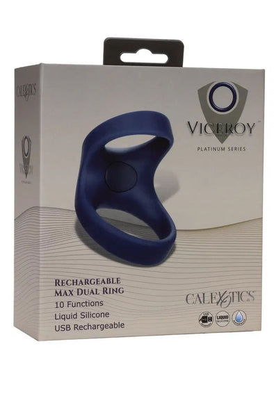 Viceroy Rechargeable Max Dual Ring - Blue-Cockrings-CalExotics-Andy's Adult World
