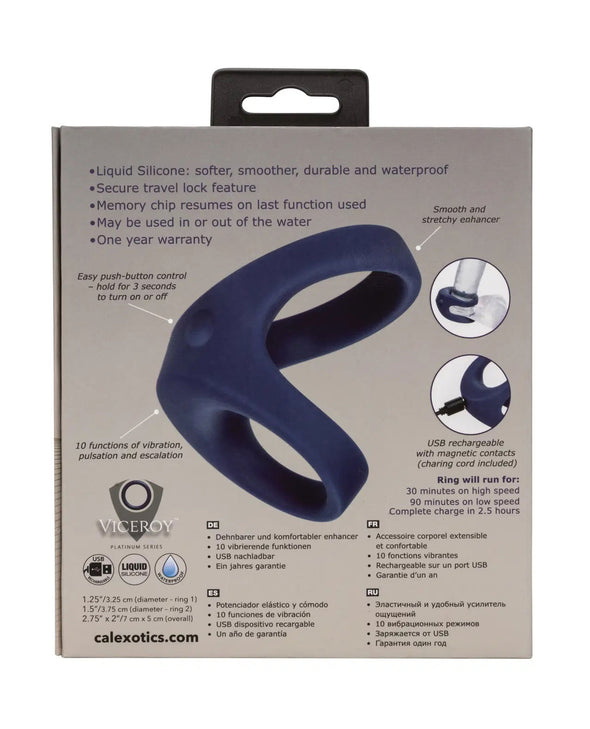 Viceroy Rechargeable Max Dual Ring - Blue-Cockrings-CalExotics-Andy's Adult World