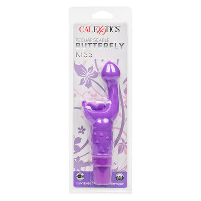 Rechargeable Butterfly Kiss - Purple-Vibrators-CalExotics-Andy's Adult World