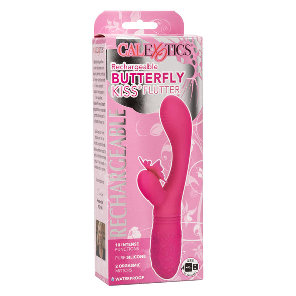 Rechargeable Butterfly Kiss Flutter - Pink-Vibrators-CalExotics-Andy's Adult World