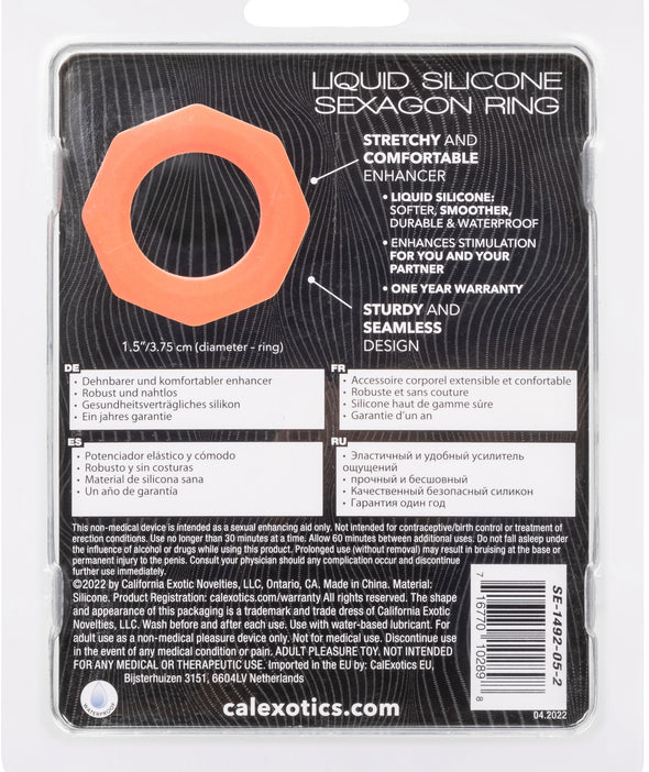 Alpha Liquid Silicone Sexagon Ring - Orange-Cockrings-CalExotics-Andy's Adult World
