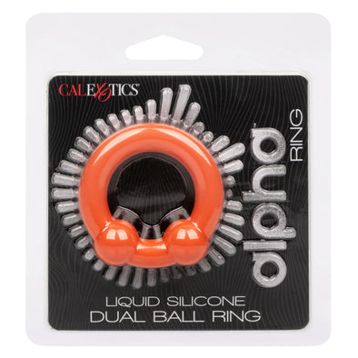 Alpha Liquid Silicone Dual Ball Ring - Orange-Cockrings-CalExotics-Andy's Adult World