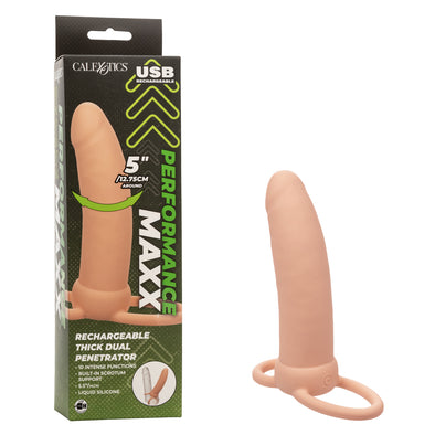 Performance Maxx Rechargeable Thick Dual Penetrator - Ivory-Penis Extension & Sleeves-CalExotics-Andy's Adult World