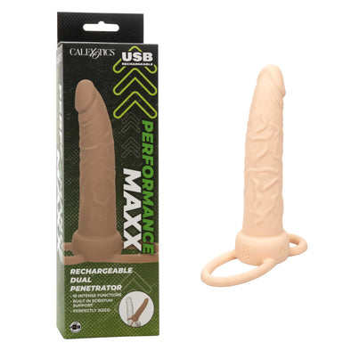 Performance Maxx Rechargeable Dual Penetrator - Ivory-Penis Extension & Sleeves-CalExotics-Andy's Adult World