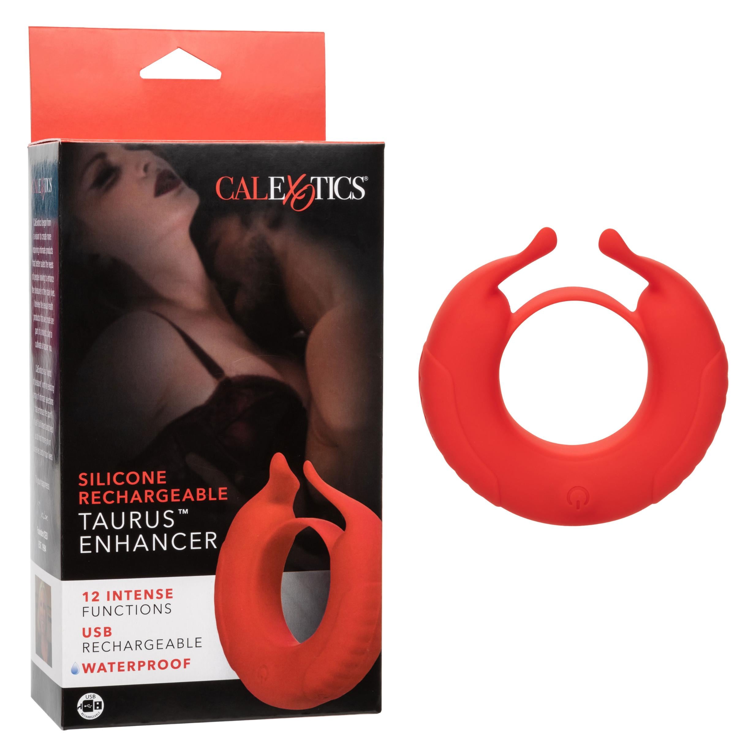 Silicone Rechargeable Taurus Enhancer - Red-Couples Toys-CalExotics-Andy's Adult World