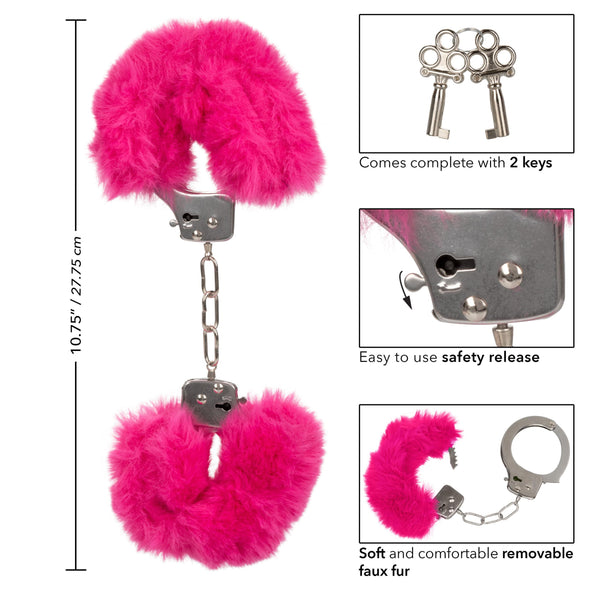 Ultra Fluffy Furry Cuffs - Pink-Bondage & Fetish Toys-CalExotics-Andy's Adult World
