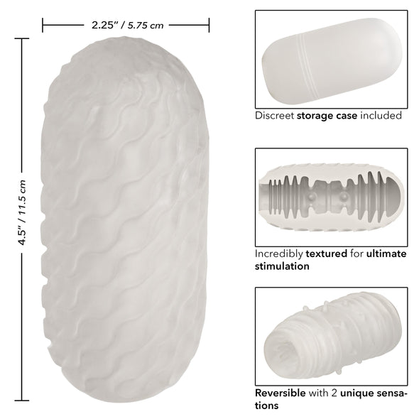 Boundless Reversible Ribbed Stroker - Clear-Masturbation Aids for Males-CalExotics-Andy's Adult World