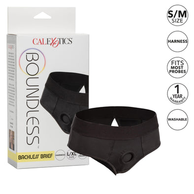 Boundless Backless Brief - S-m - Black-Lingerie & Sexy Apparel-CalExotics-Andy's Adult World