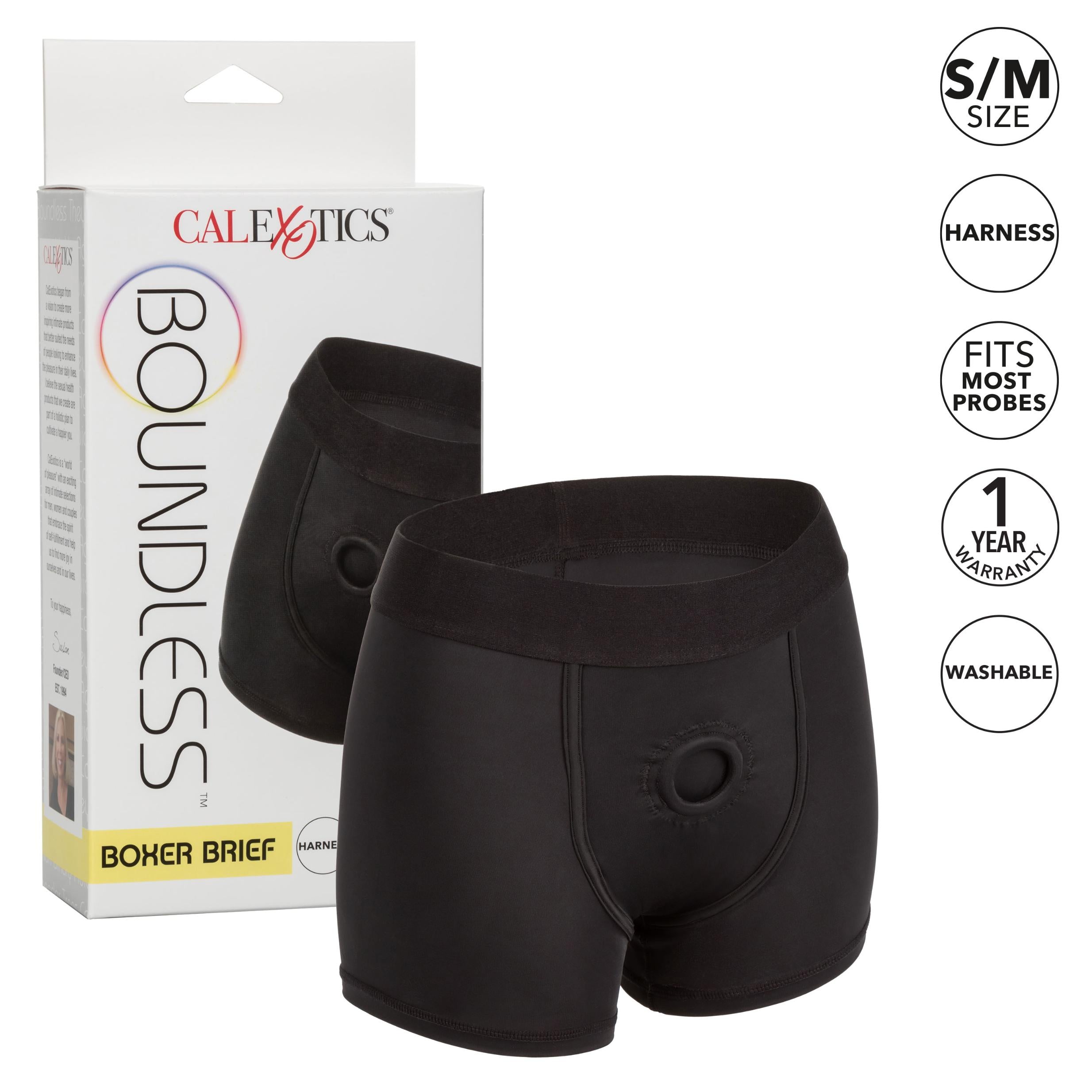 Boundless Boxer Brief - S-m - Black-Lingerie & Sexy Apparel-CalExotics-Andy's Adult World