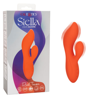 Stella Liquid Silicone Dual Teaser - Orange-Vibrators-CalExotics-Andy's Adult World