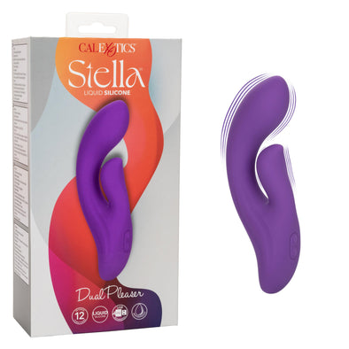 Stella Liquid Silicone Dual Pleaser - Purple-Vibrators-CalExotics-Andy's Adult World