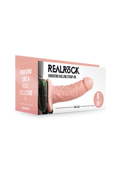 Vibrating Hollow Strapon Without Balls 6 Inch - Balls 6 Inch - Flesh-Penis Extension & Sleeves-Shots RealRock-Andy's Adult World