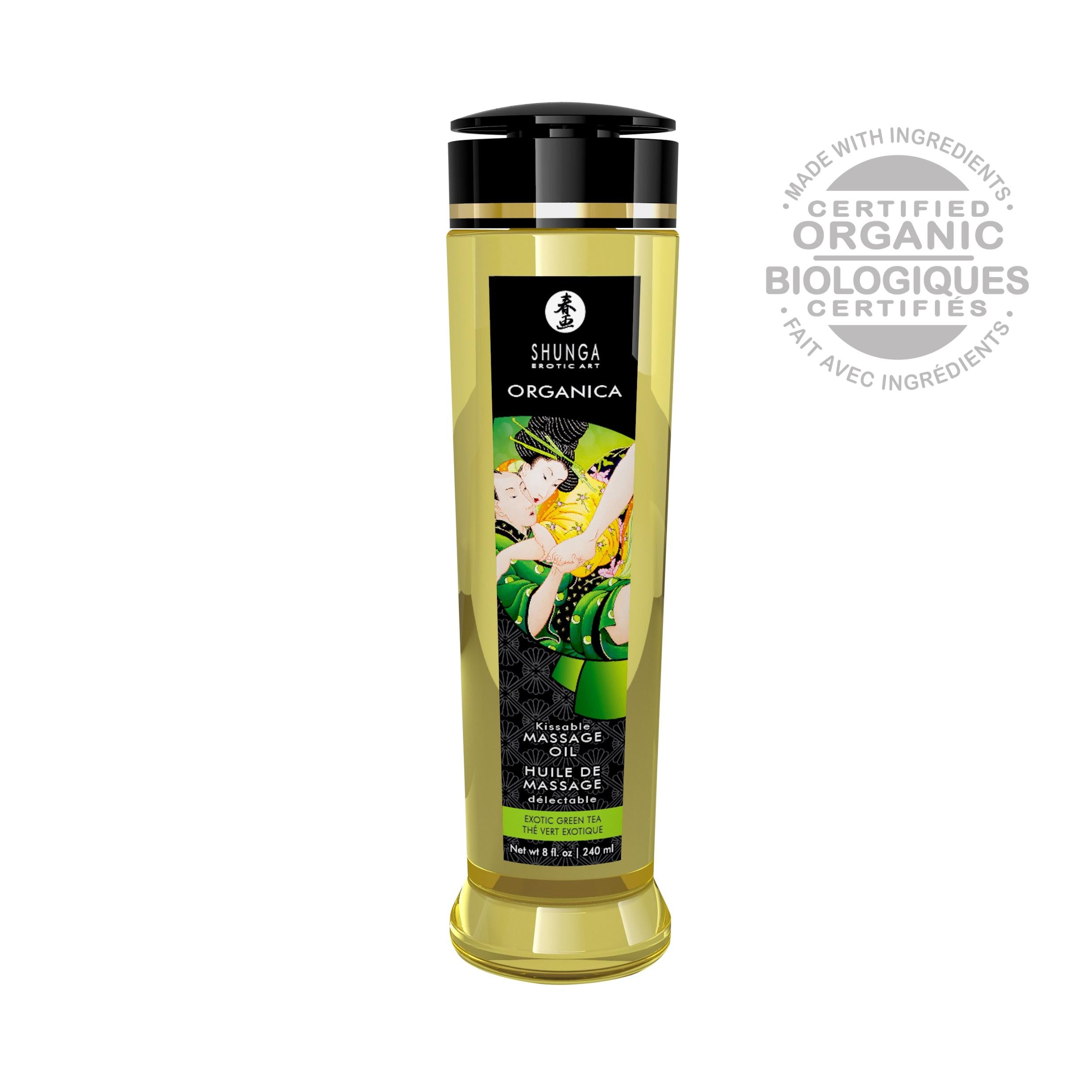 Organica Massage Oils - Green Tea - 8 Fl. Oz.-Lubricants Creams & Glides-Shunga-Andy's Adult World