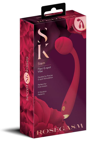 Rosegasm Long Stem Flexi G-Spot Vibe Rose - Red-Vibrators-Secret Kisses-Andy's Adult World