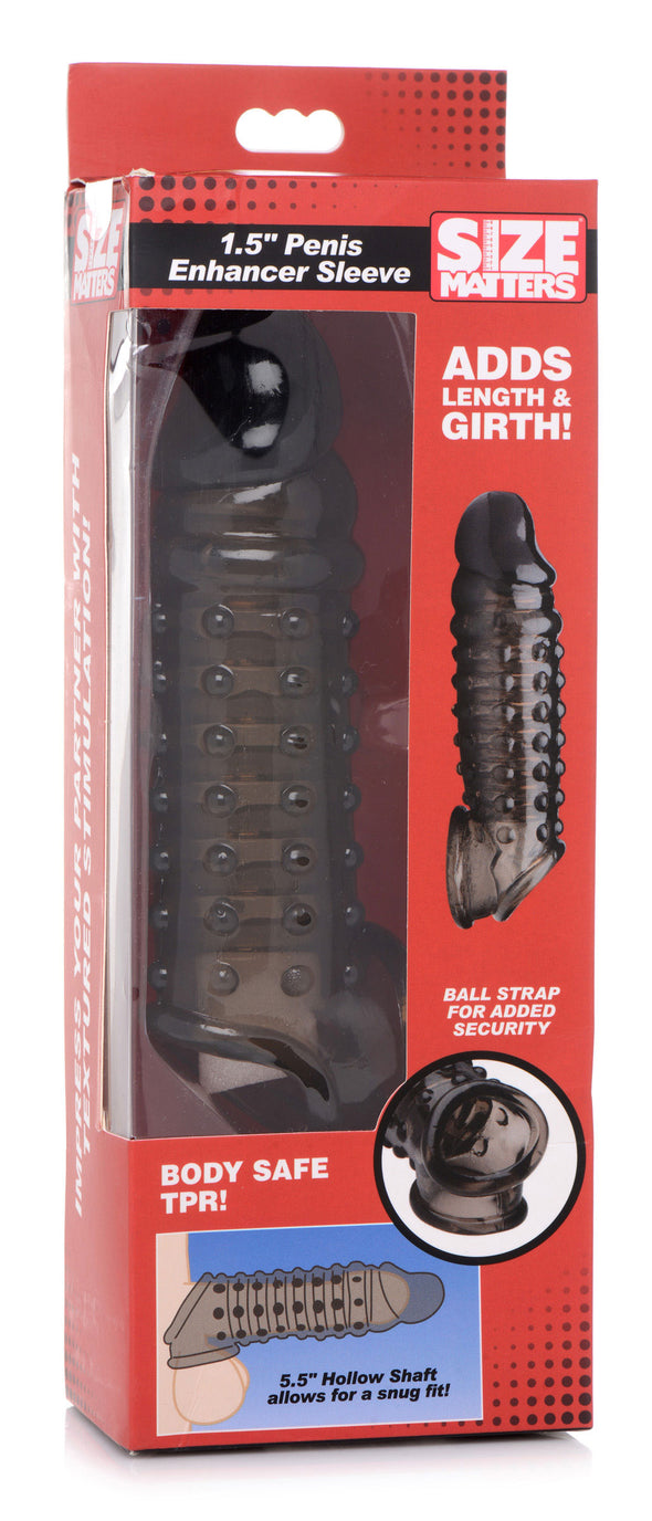 1.5 Inch Penis Enhancer Sleeve - Smoke-Penis Extension & Sleeves-XR Brands Size Matters-Andy's Adult World
