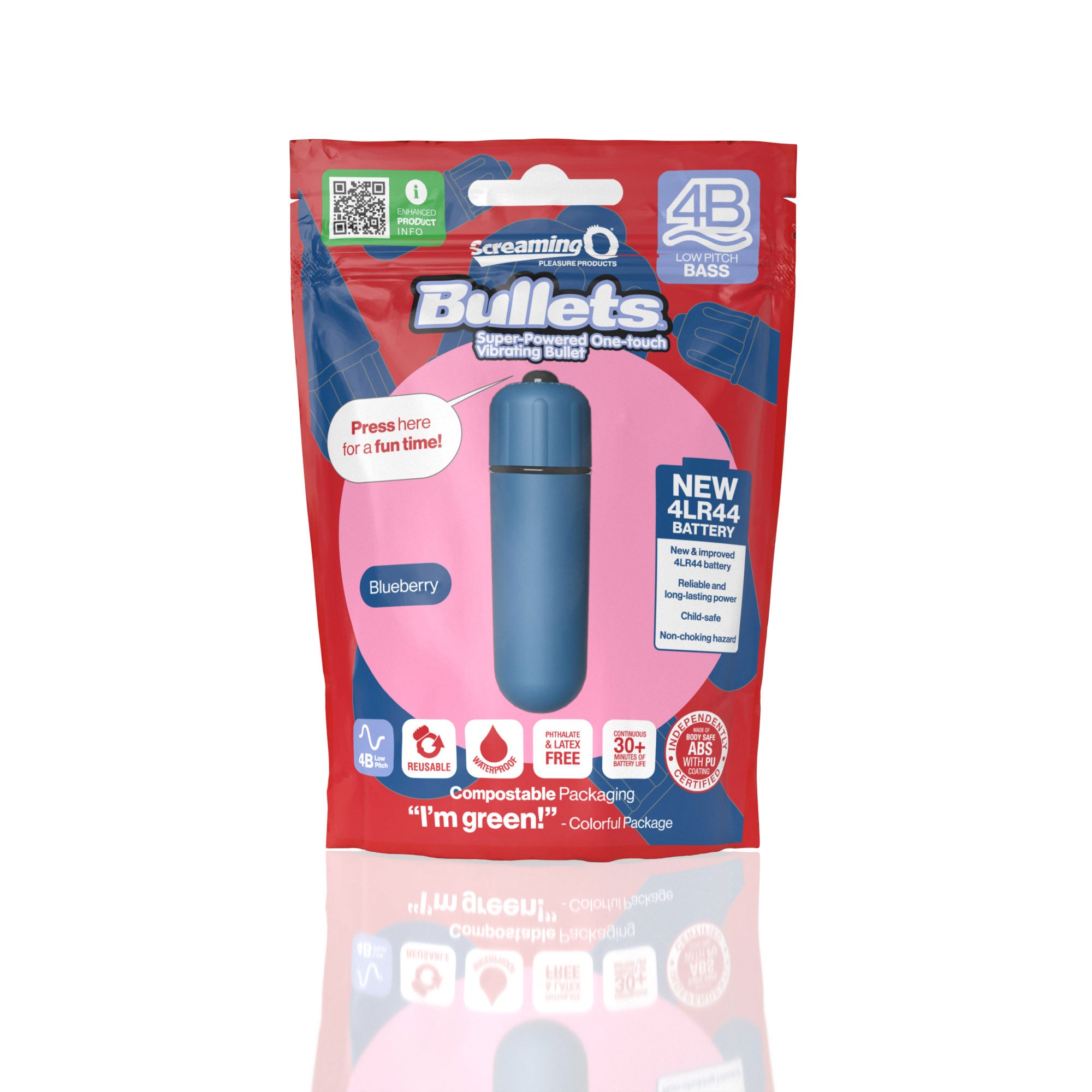 Screaming O 4b - Bullet - Super Powered One Touch Vibrating Bullet - Blueberry-Clit Stimulators-Screaming O-Andy's Adult World