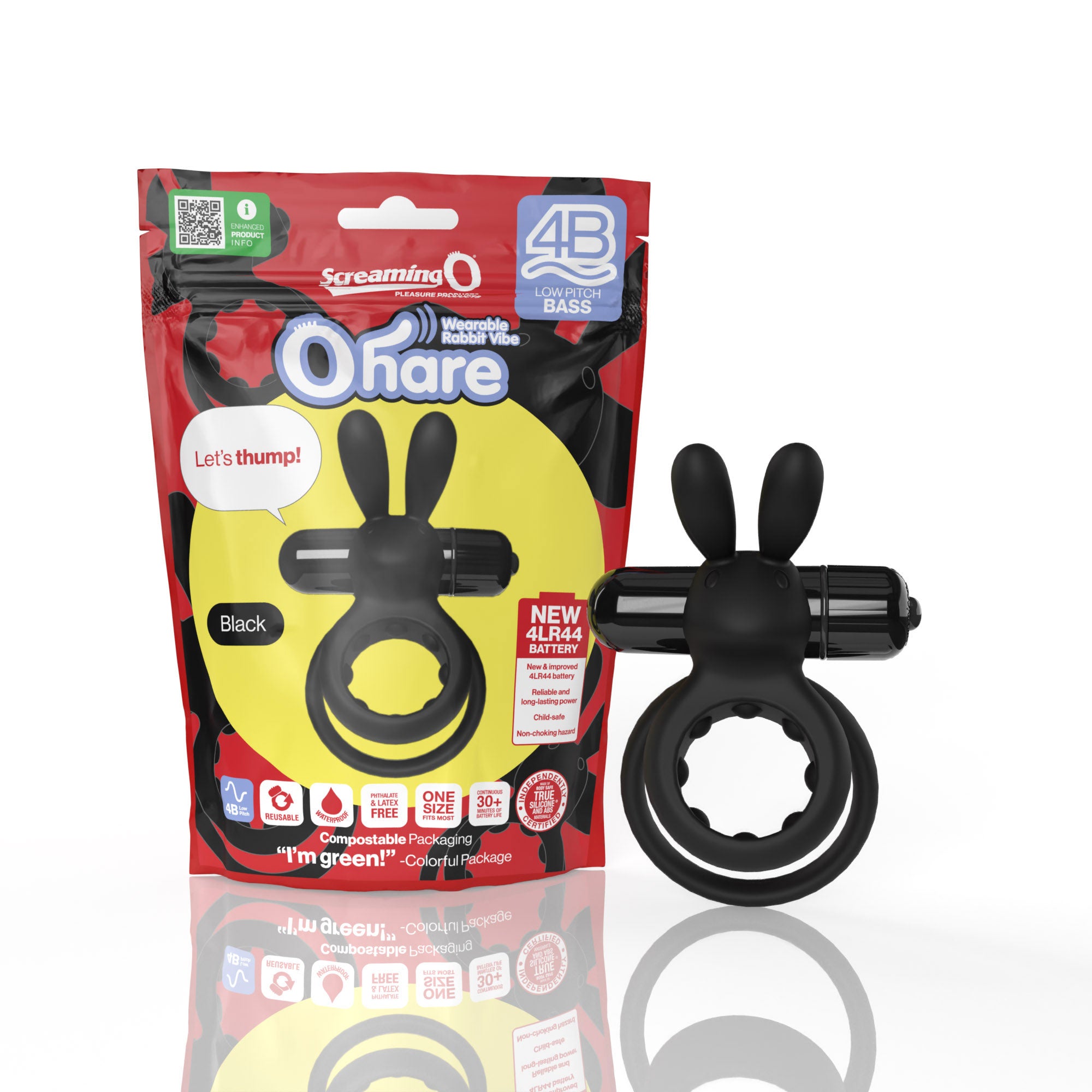 Screaming O 4b - Ohare Wearable Rabbit Vibe - Black-Cockrings-Screaming O-Andy's Adult World