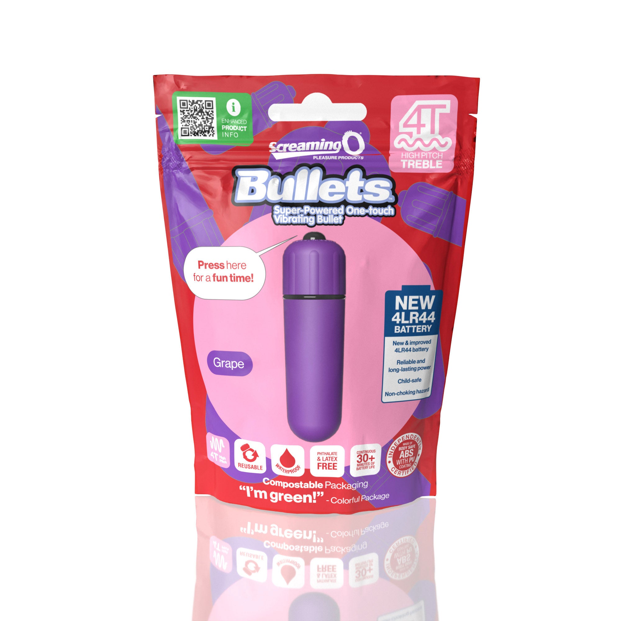 Screaming O 4t - Bullet - Super Powered One Touch Vibrating Bullet - Grape-Vibrators-Screaming O-Andy's Adult World