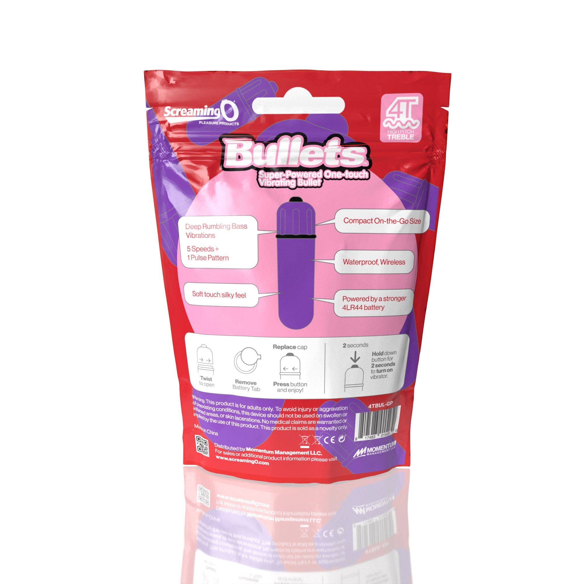 Screaming O 4t - Bullet - Super Powered One Touch Vibrating Bullet - Grape-Vibrators-Screaming O-Andy's Adult World