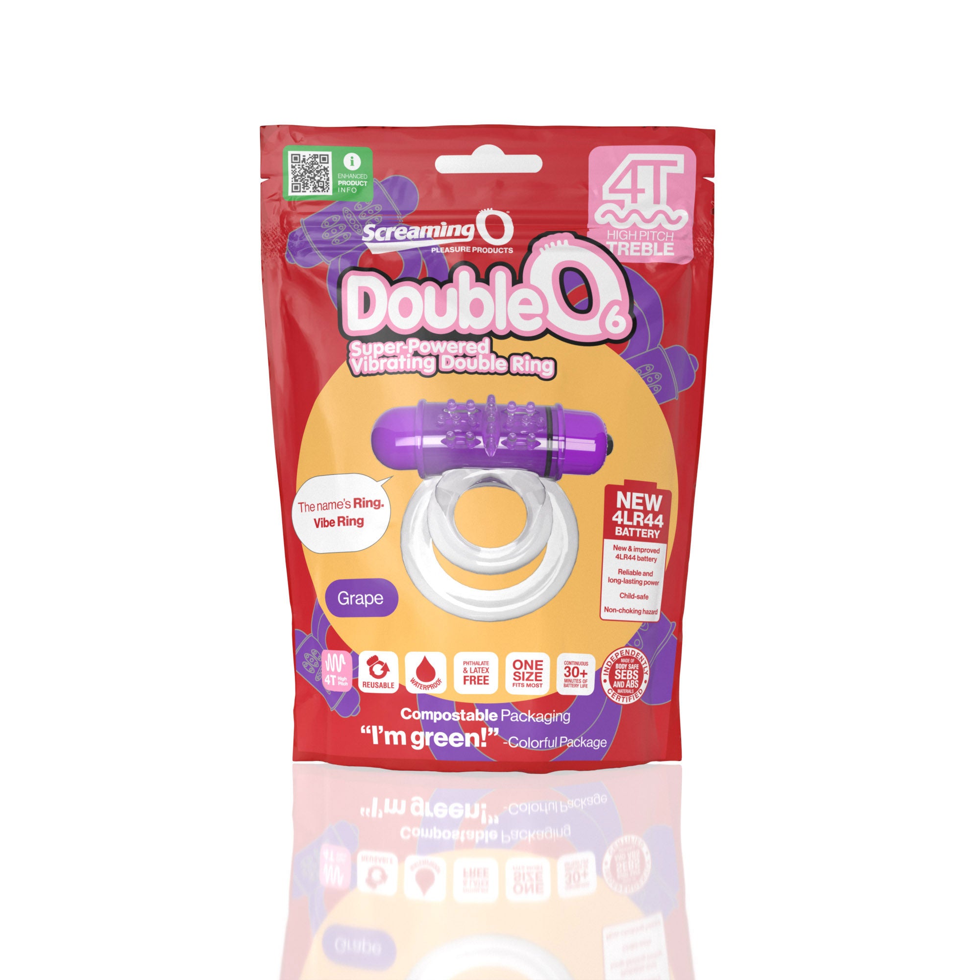 Screaming O 4t - Double O 6 Super Powered Vibrating Double Ring - Grape-Cockrings-Screaming O-Andy's Adult World