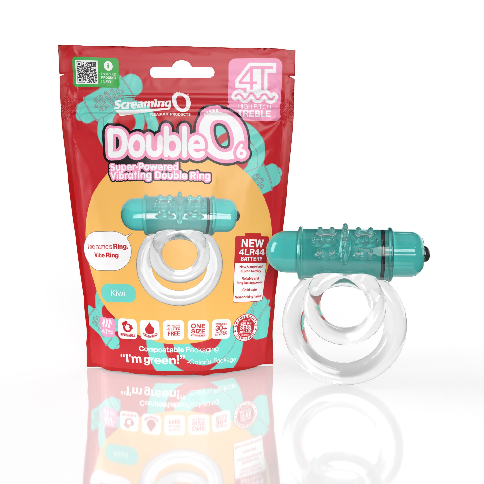 Screaming O 4t - Double O 6 Super Powered Vibrating Double Ring - Kiwi-Cockrings-Screaming O-Andy's Adult World