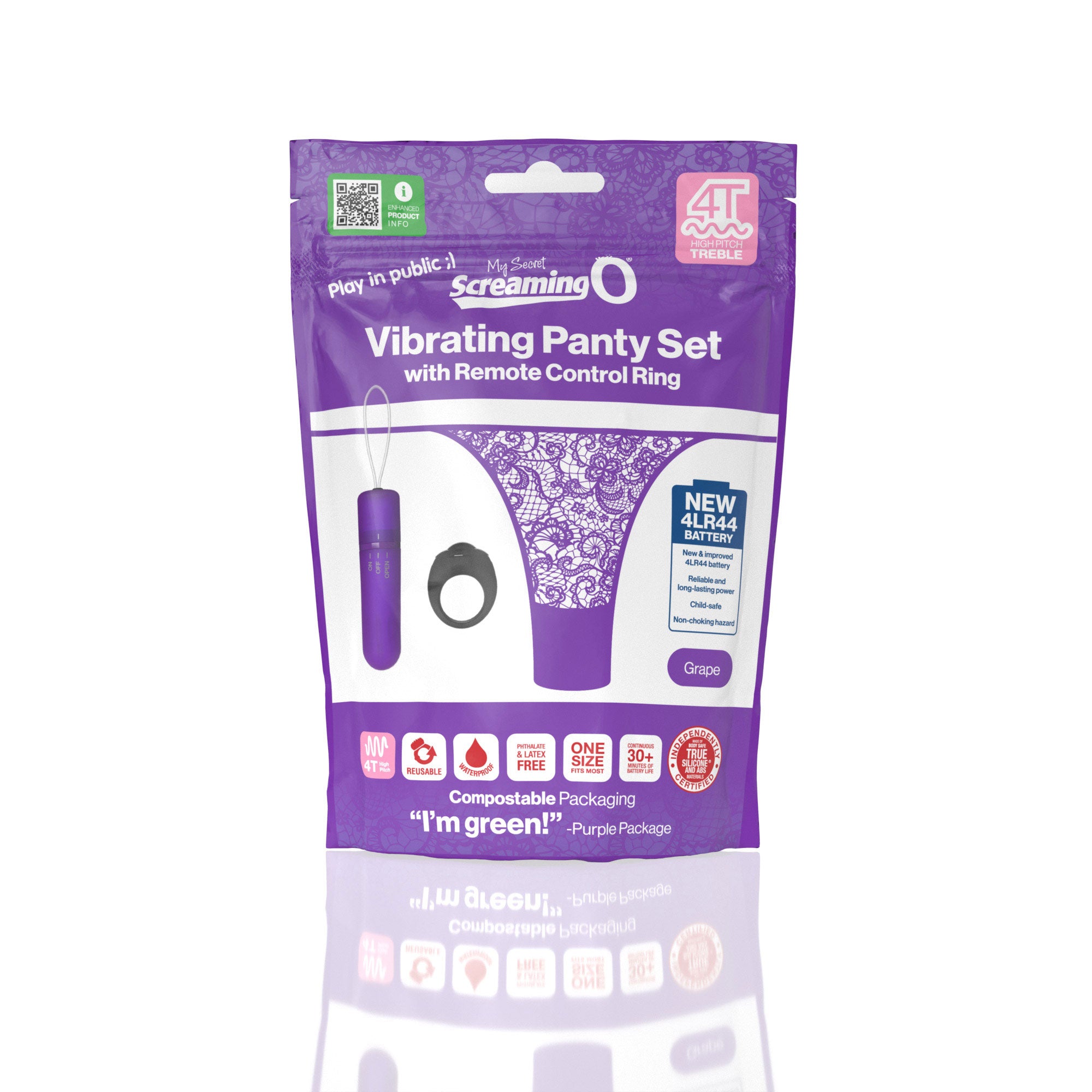 Screaming O 4t - Vibrating Panty Set With Remote Control Ring - Grape-Vibrators-Screaming O-Andy's Adult World